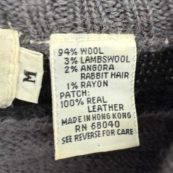VTG Erez Deer Hunting Sweater Womens M Gray Pullover Wool Angora Leather Grommet - Picture 12 of 13